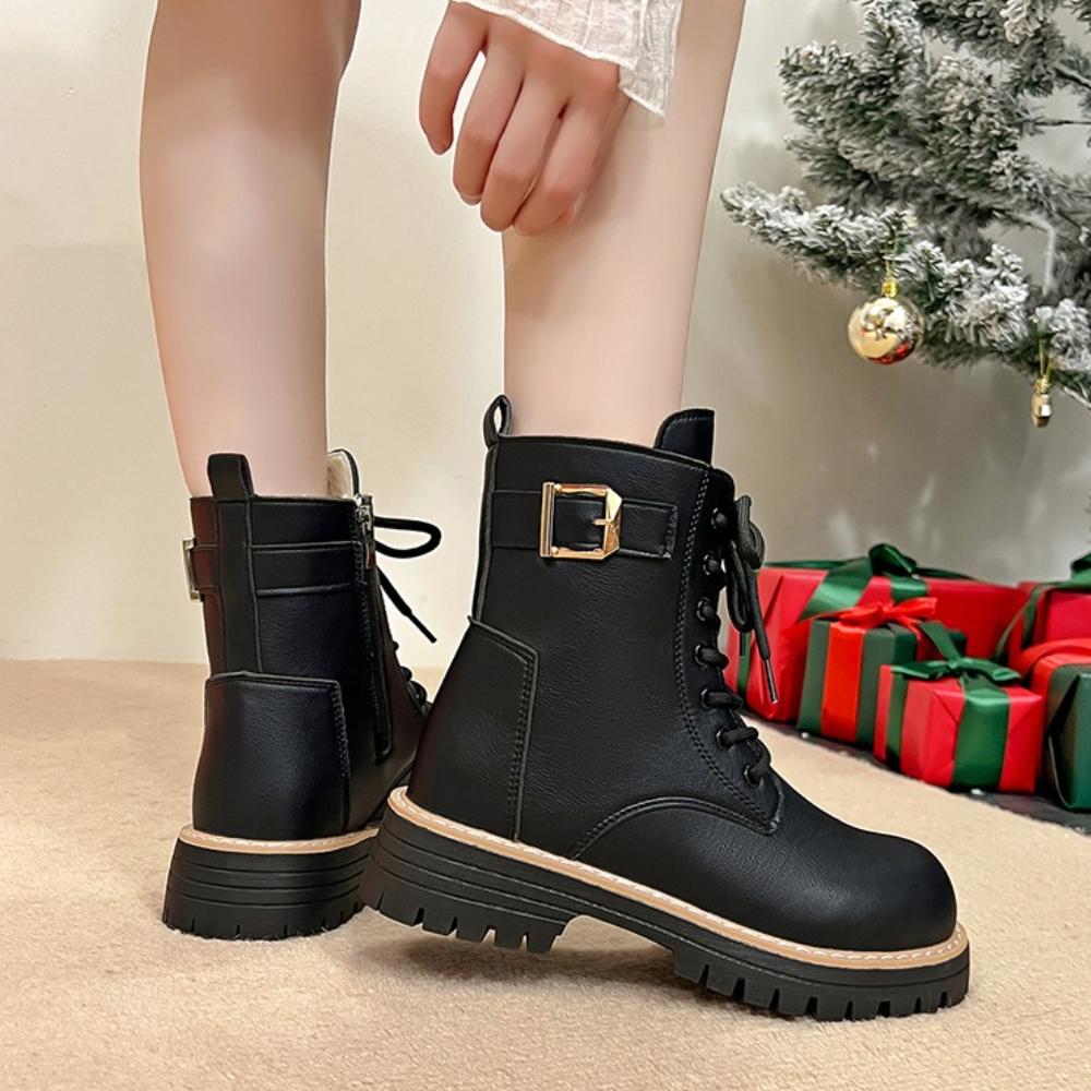 Women's Boots Autumn/winter Fashion Round Toe Side Zipper Square Heel Design Casual Comfortable Short Boots for Women
