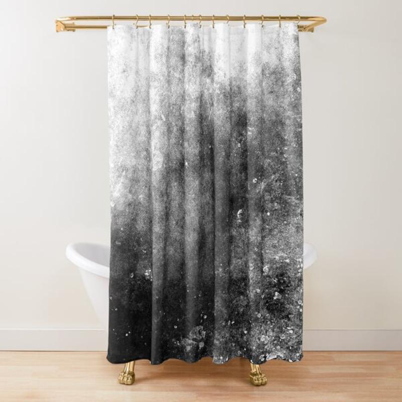 Gradient White And Black Minimal Shower Curtain Polyester Waterproof Modern Bathroom Curtains Machine Wash Bath Hooks