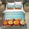 Ensemble de housse de couette réversible style automne naturel citrouille et feuilles, Ensemble de literie en microfibre et taies d'oreiller avec fermeture éclair