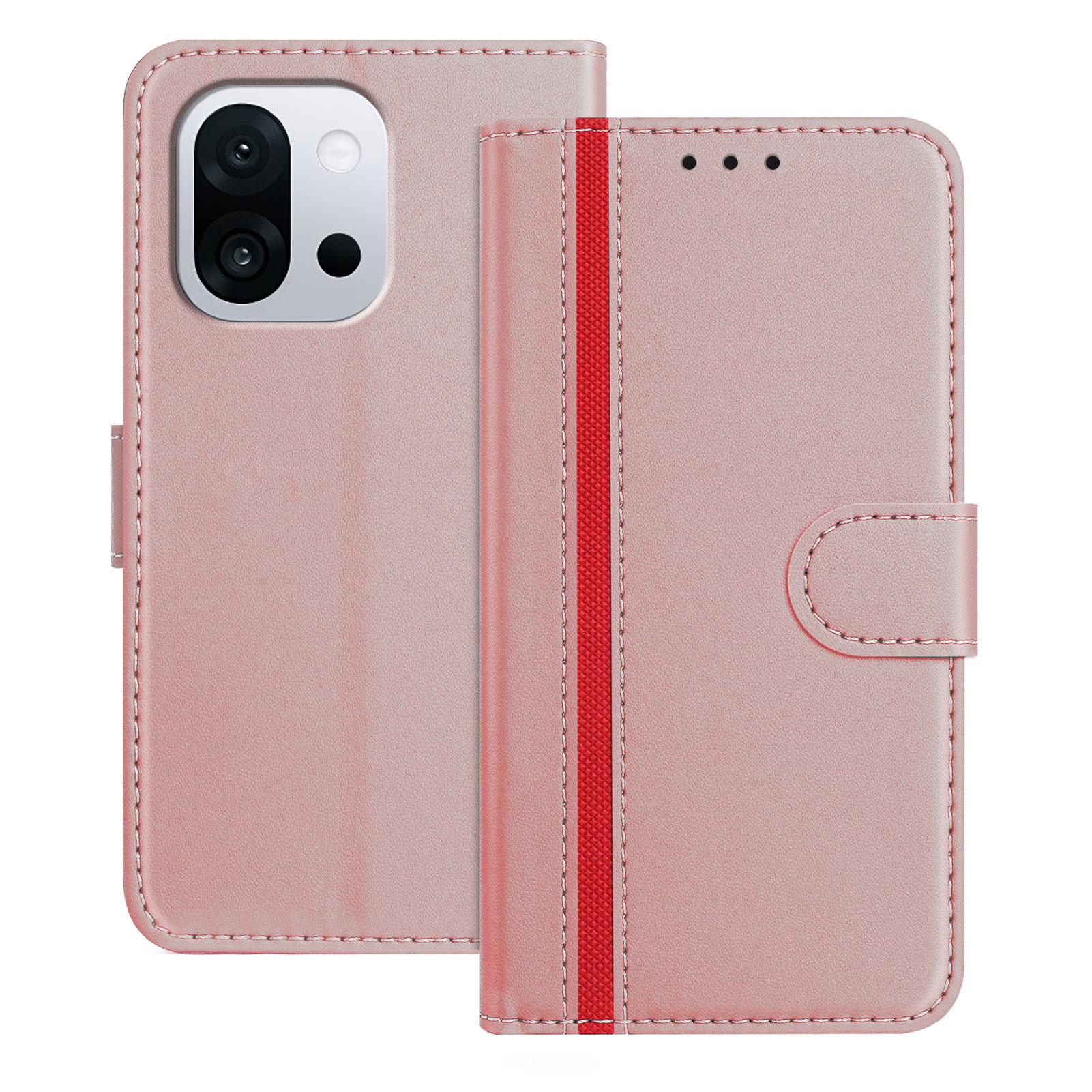 

For OnePlus 13T 5G Phone Cases Wallet Stand Color Splicing Leather Cover with Magnetic Clasp Rose Gold