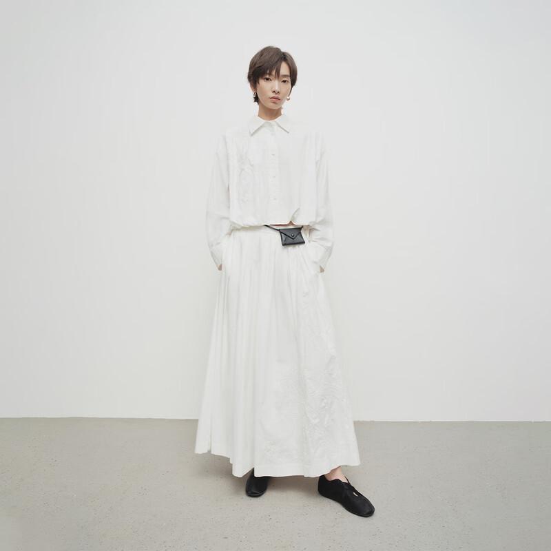 broadcast Women's High-Waisted Jacquard Pleated Mid-Length Skirt
