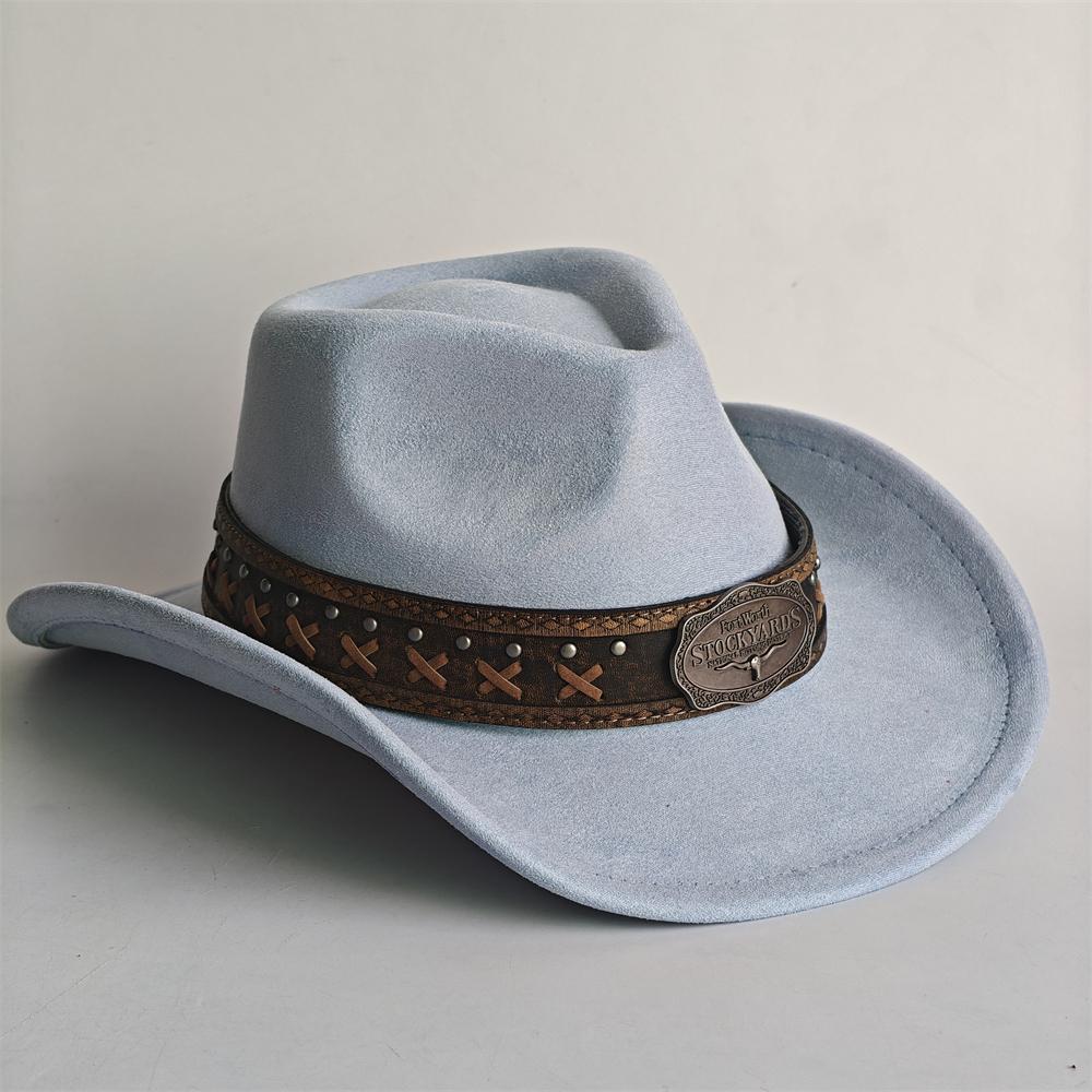 New Western Cowboy Hat For Women Men With Shapeable 7.5Cm Wide Brim Western Suede Hat For Cowboys And Cowgirls Sombrero Vaquero