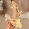 Fashion Women's Square Head Flip-Flops 2025 Summer New High-heeled Slippers Elegant Flowers Designer Slippers Flat Sandalias