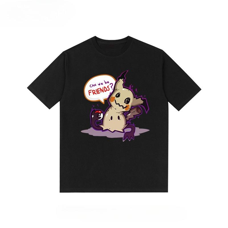 

Pokemon Fashion new Unisex and Women print Tshirt Harajuku Y2K Street Loose Casual shortsleeved multifunctional top S