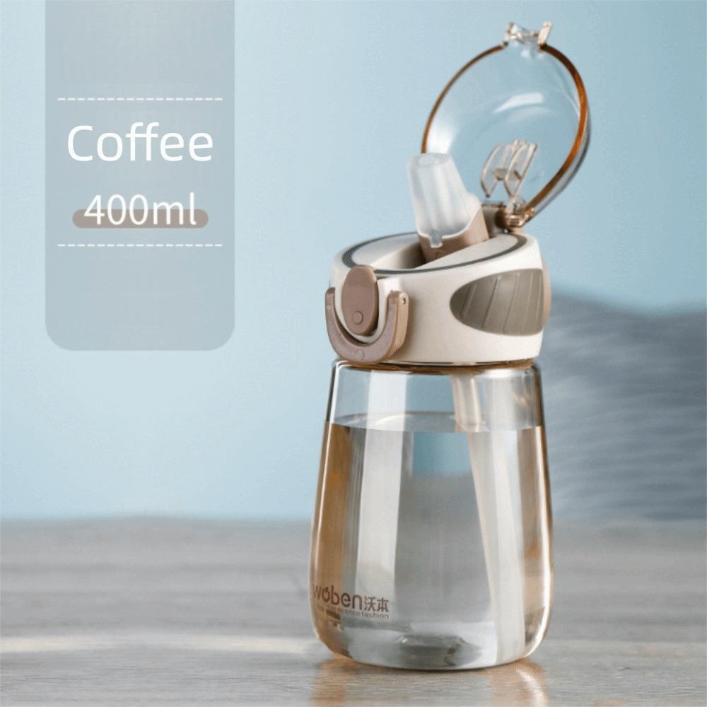 

Drop Proof Kids Sippy Cup Food-Grade Silicone Water Bottle Portable Water Straw Cup Khaki-400ml
