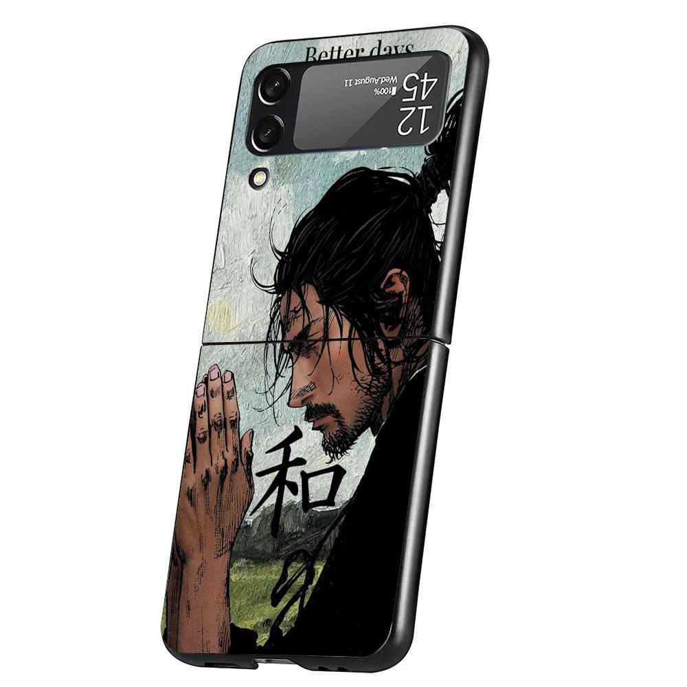 Anime Vagabond Samurai Cover Phone Case For Samsung Galaxy Z Flip 7 6 5 4 3 5G Flip7 Flip6 Flip5 Flip4 Flip3 Black Fundas Shell