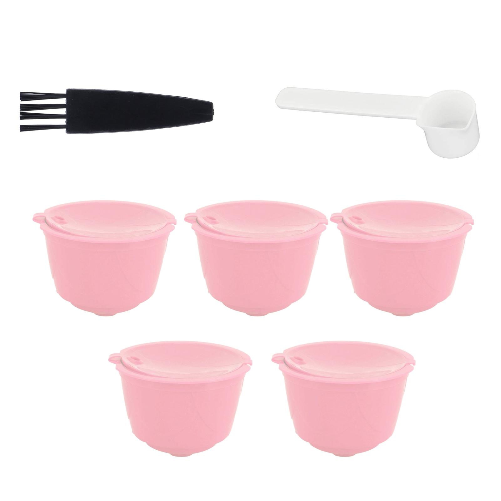 

Coffee Capsules Reusable Refillable Coffee Filter Cup Kit Accessory for DOLCE GUSTO(Pink 5 рожевий