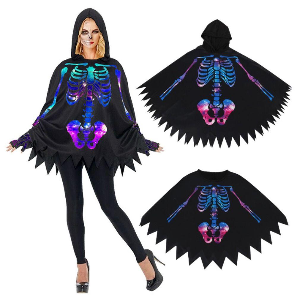 

Ghost Halloween Props Goth Skull Bones Cloak Creative Skeleton Cape Adult