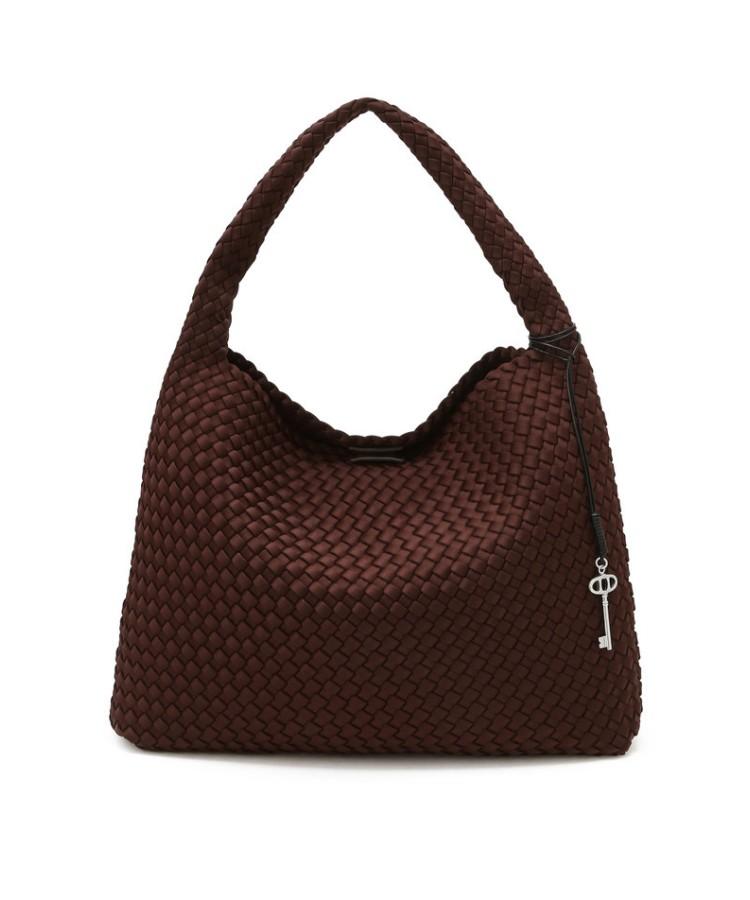 Athe Vanessabruno Dark Brown Neoprene Weaving Shoulder Bag L Aaba6E851W3