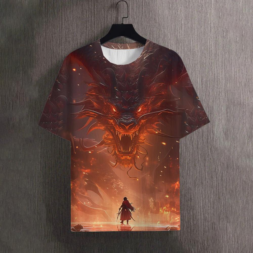 Pánská trička Léto Cool Animal Dragon Vzor 3D tisk Top Trička Dámské Streetwear Móda Tričko nadměrné velikosti Muži Oblečení