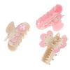 Sweet Acetate Pink Bowknot Pattern Hair Clip Claw Versatile Diamond Hair Accessories For Women Girls