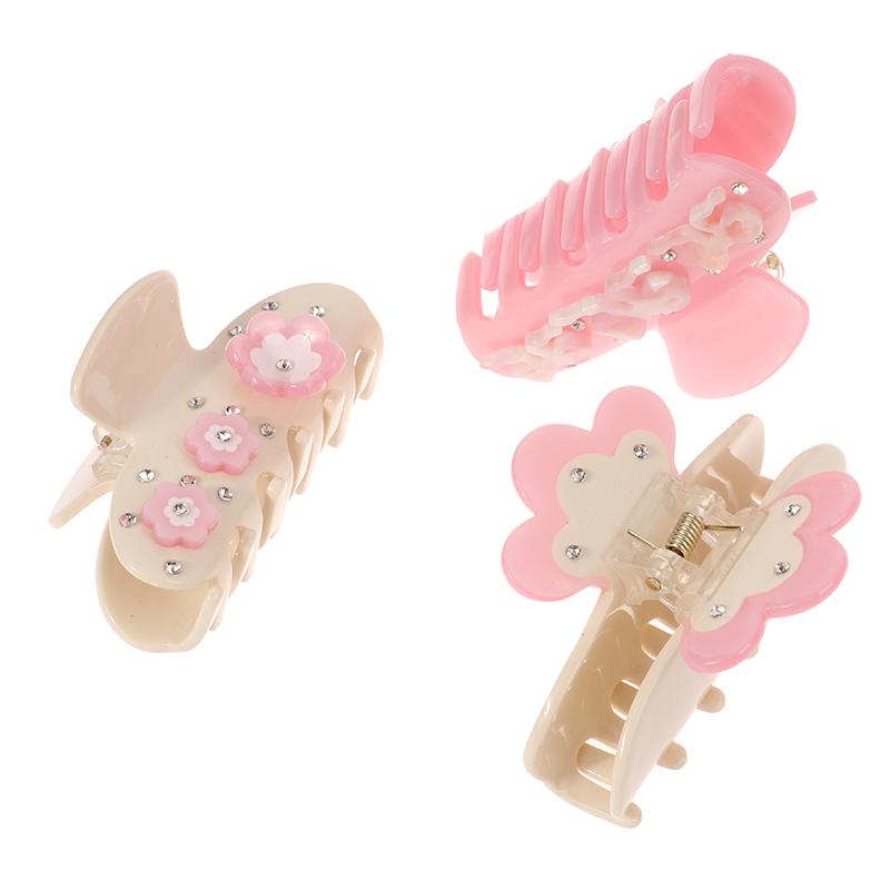 Sweet Acetate Pink Bowknot Pattern Hair Clip Claw Versatile Diamond Hair Accessories For Women Girls