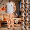 Men's Loose Fit Halloween Pajama Set with Raglan Long Sleeve Top, Pockets, Elastic Waist Pants, 2-Piece