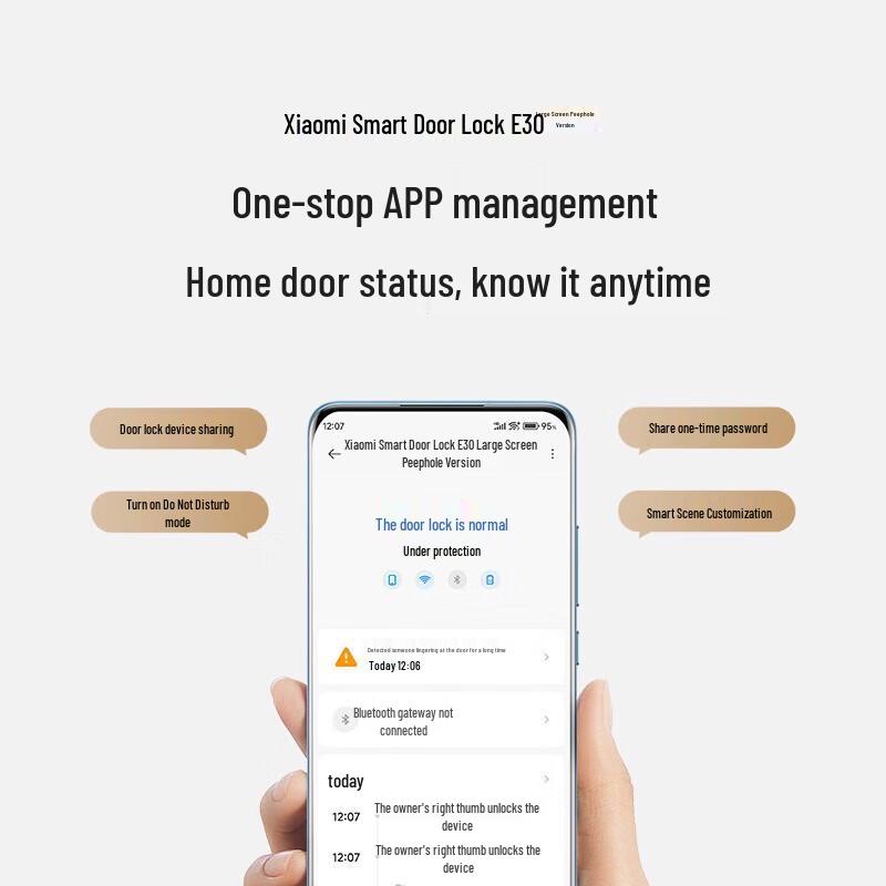Xiaomi E30 Smart Door Lock with Large Screen Peephole