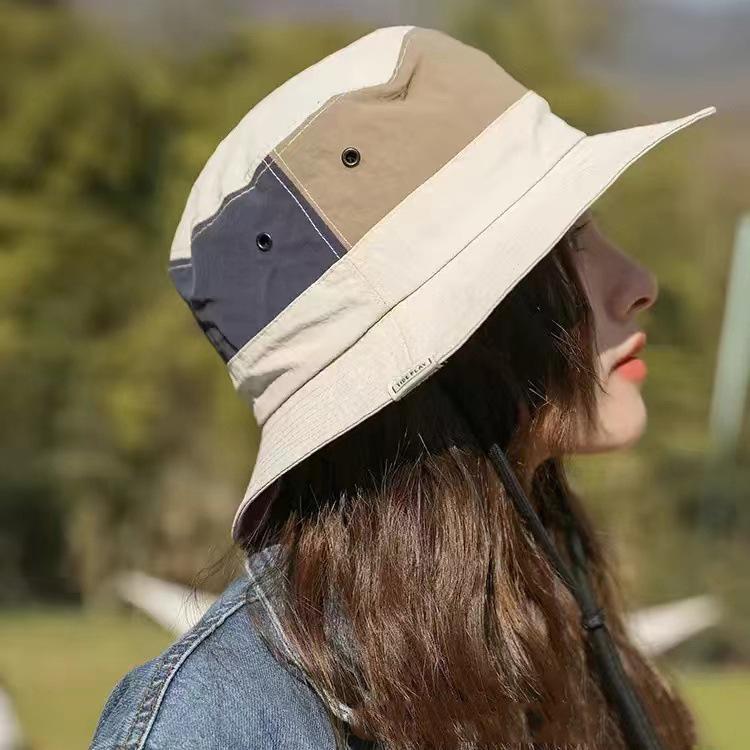 Outdoor Color blocking Sun Protection Fisherman Hat Men and Women Summer Quick Drying Breathable Sun Hat Hiking Camping Hiking Fishing Hat