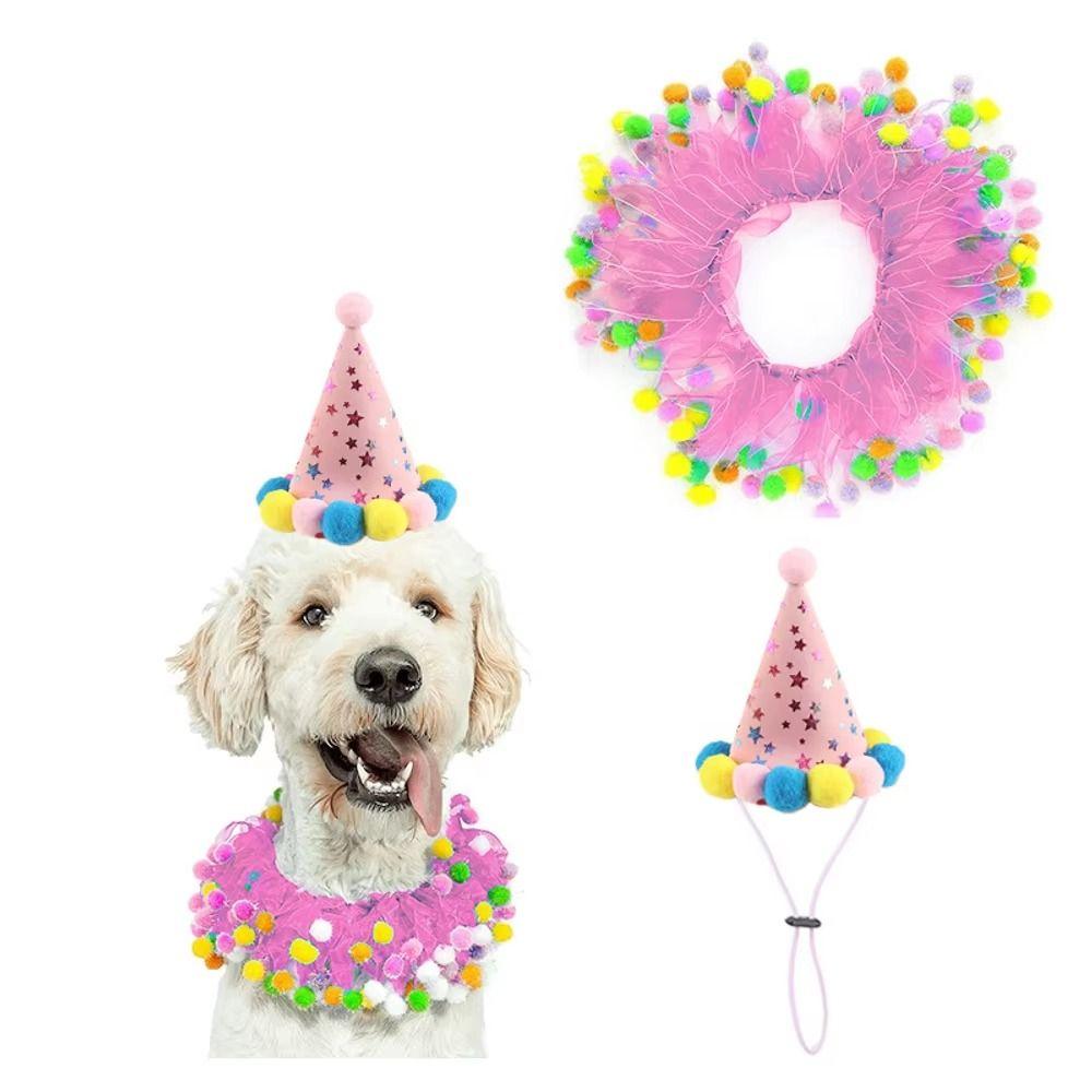 2Pcs/Set Hat and Tutu Collar Lawn Goose Clothes Colorful Pom-Pom Goose Clothes Farmhouse Style