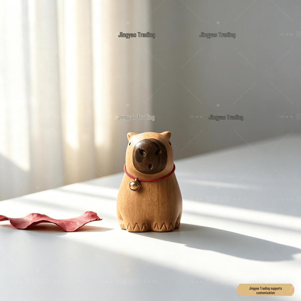 Golden Sandalwood Capybara Wood Craft - Cute Desk Ornament