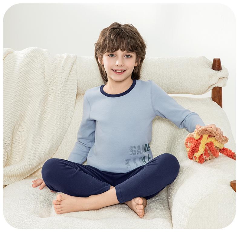Yingbolun Boys' Autumn Clothes Warm Pajamas Children's Underwear Set Cotton Sweater