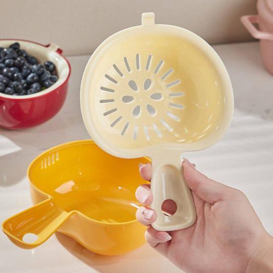 Cesta Escurridora Doble Capa con Estructura de Diseño de Bloqueo Colador Drenaje Fácil Compacto Colador de Frutas para Arándanos Uvas Tomates Cherry