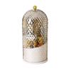 Decorative Geometric Patterned Glass Cloche with Dome Lid and Base for Home Display or Storage Use