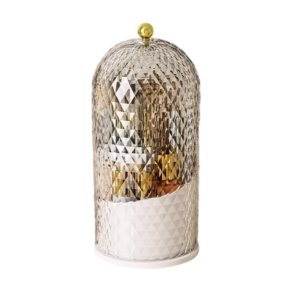 Decorative Geometric Patterned Glass Cloche with Dome Lid and Base for Home Display or Storage Use