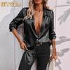 Moda Donna Casual Stampa Colore Unico Manica Lunga Collo Polo Camicie & Bluse Design Internazionale