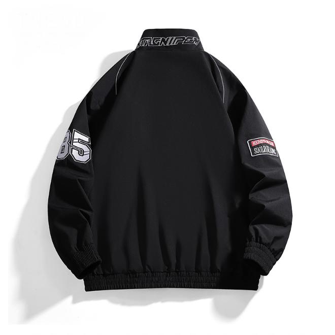 Μπουφάν Πτήσης, Νεανικό Κεντημένο Casual Μπουφάν, Τοπ με Όρθιο Γιακά