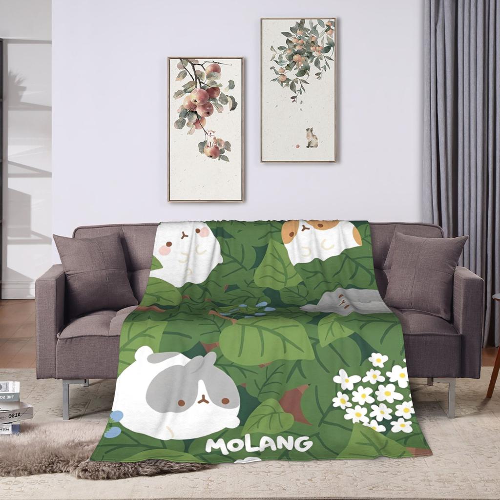 Cute Anime M-Molangs Blanket Fleece Textile Decor Multi-function Super Warm Throw Blanket for Bedding Couch Quilt