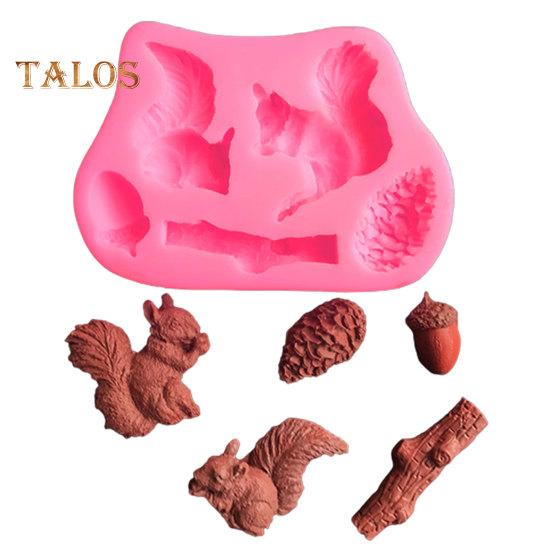 Silicone Mold Non-stick Decorative Eco-friendly Creative 3D Squirrel Pine Cone Stump Cake Chocolate Mold for Home