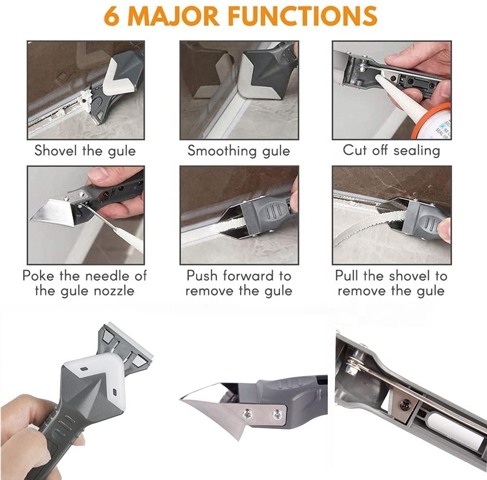 5 In 1 Silicone Sealant Grout Removal Tool Stainless Steel Head Caulking Tools