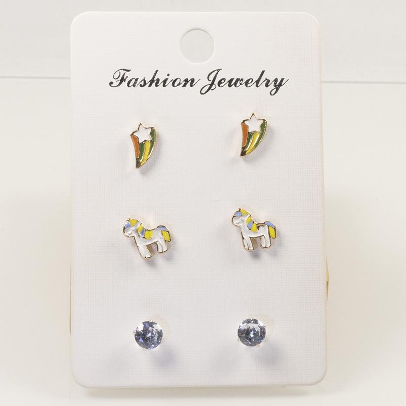S925 Silver Needle Mini Set Rainbow Pony Stud Earrings Simple Women s Small New Trendy Earrings Personalized Light Luxury Premium