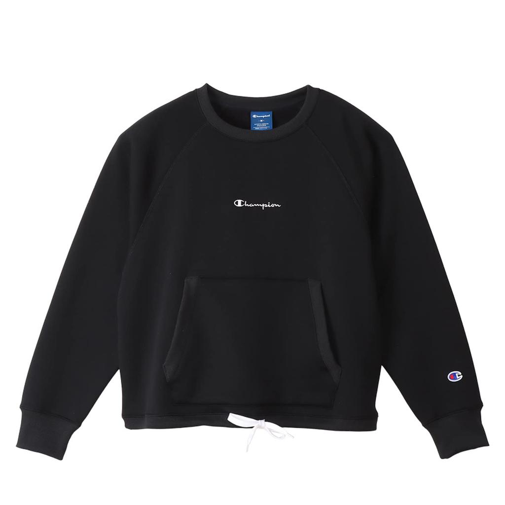 Champion Techweave Terry Crew Long Crew Script Size L Women's Sweatshirt, Sleeve, Neck, Stretch, Moisturizing, Logo, Black, (CW-YS003)