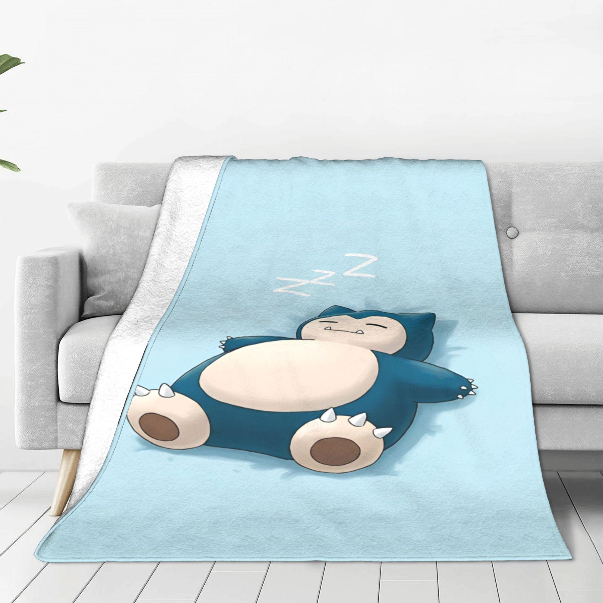 

Pokemon Snorlax Flannel Blanket Winter Super Warm Bedding Throws for Kids Outdoor Pattern Bedspread Sofa Bed Cover 30x40in