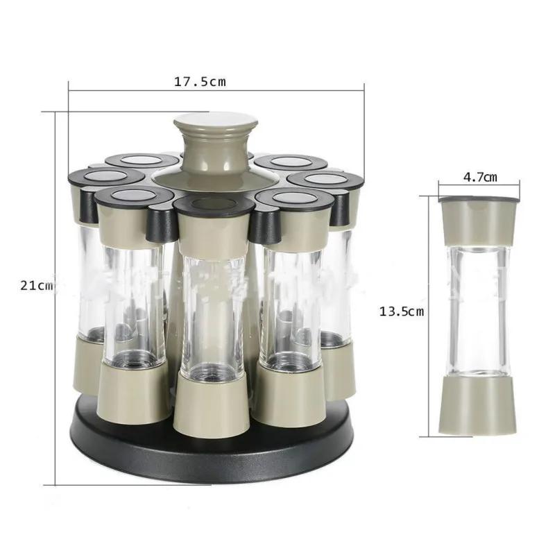 8 Lahví Otočný Stojan na Koření Kuchyňské Restauranční Potřeby Sada Lahviček na Koření Úložný Box