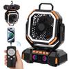 Ventilatore a Batteria da 40000mAh Portatile Ricaricabile da Scrivania/Campeggio con Luce LED e Gancio Ventilatore da Esterno per Tenda Viaggio in Auto