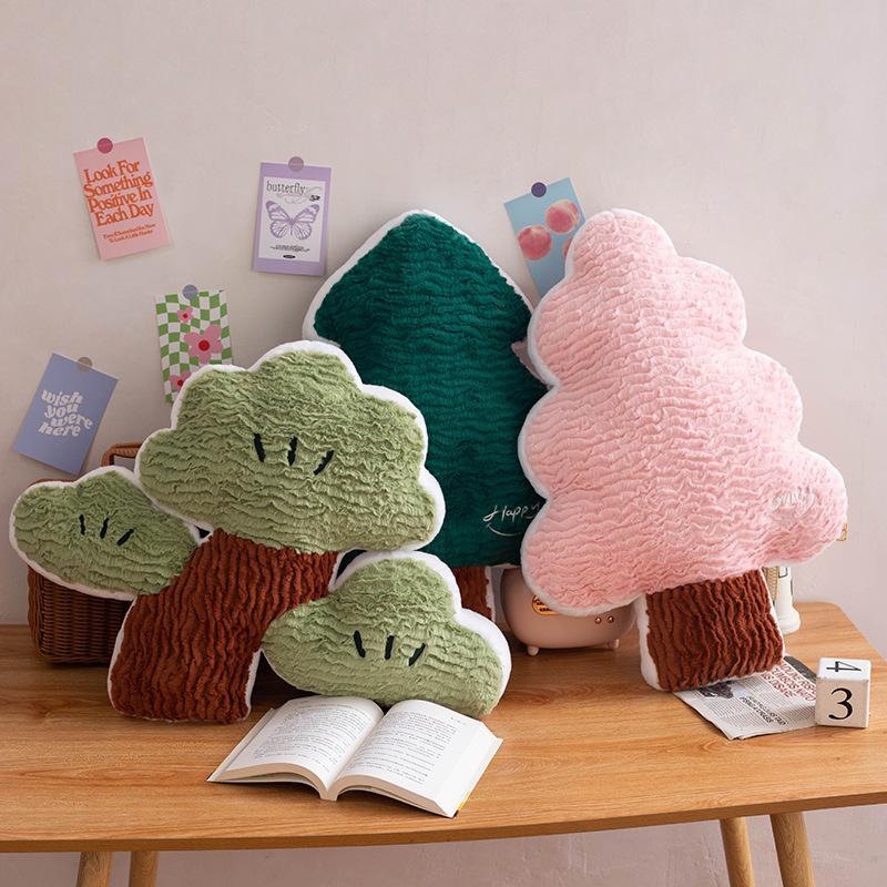 New Chinese Style Relaxing Tree Plush Pillow Fir Doll Bedroom Sofa Bedside Soft Cushion Office Lunch Break Pillow
