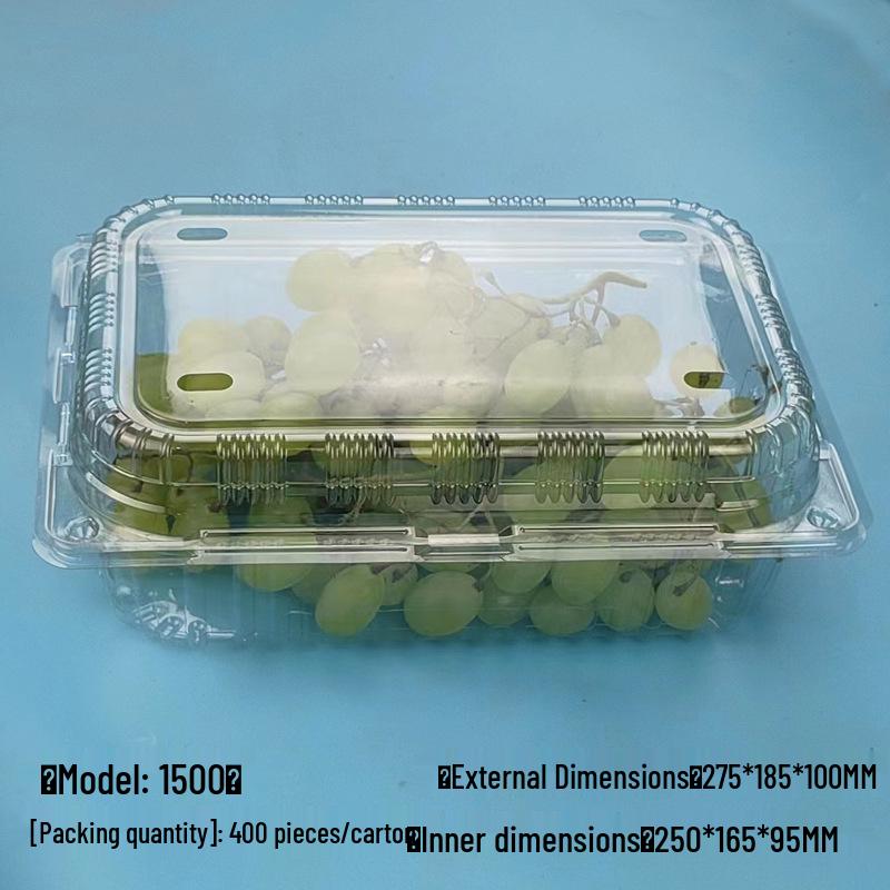 Transparent Disposable Fruit Box with Lid – Food-Grade Plastic, Rectangular, Sturdy for Takeaway, Ideal for Strawberries or Cut Fruit