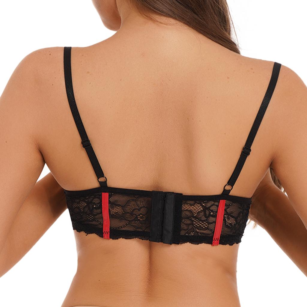 Womens Patent Leather 1/3 Cup Underwired Bra Floral Lace Brassiere Lingerie Underwear Honeymoon Gift