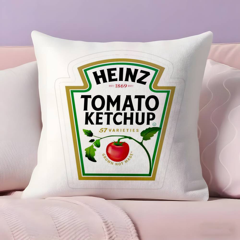 Funny Ketchup Label Pillow Case Pillowcase Ultra Soft Skin Friendly Fabric Cloud Like Comfort & Concealed Zipper