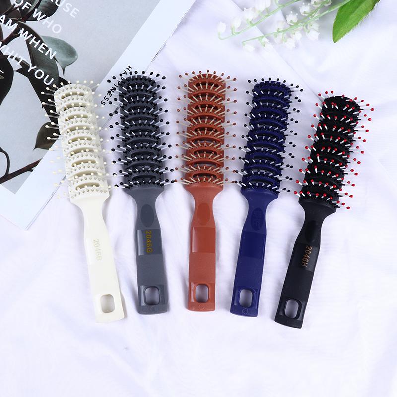 Salon Household Professional Rib Comb of Men’s Pomade Hair Styling Massage Curling Hairbrush for Inner Buckle Modeling