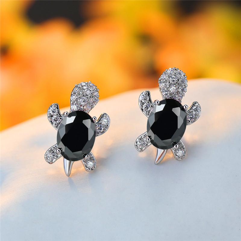 Female Rainbow Small Oval Turtle Crystalline Stone For Women Earrings Classic Color Wedding Occasion Party Event Bridal JewelryClassic Earrings