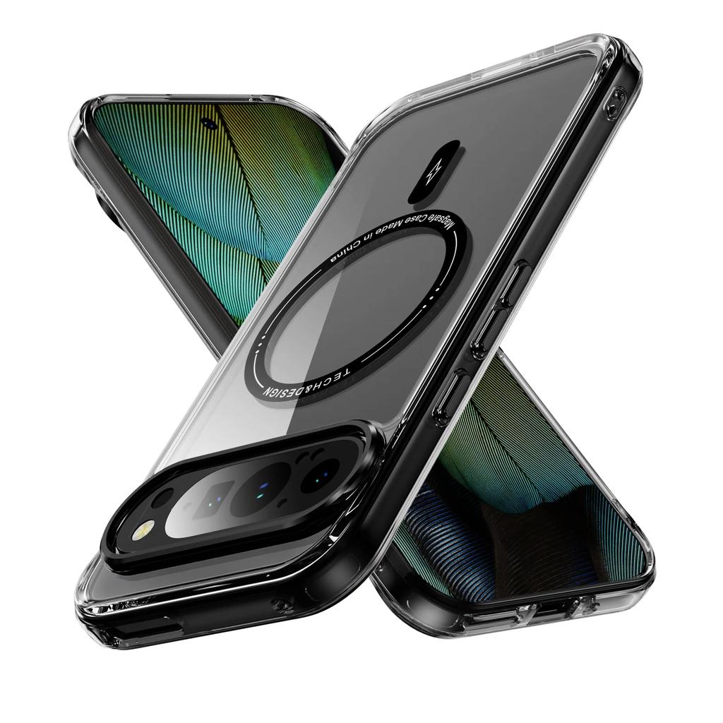 Transparent Shockproof Acrylic Magsafe Magnetic Phone Case for Google Pixel 8 8A 8 Pro 9Pro Wireless Charging Clear Back Cover Cases