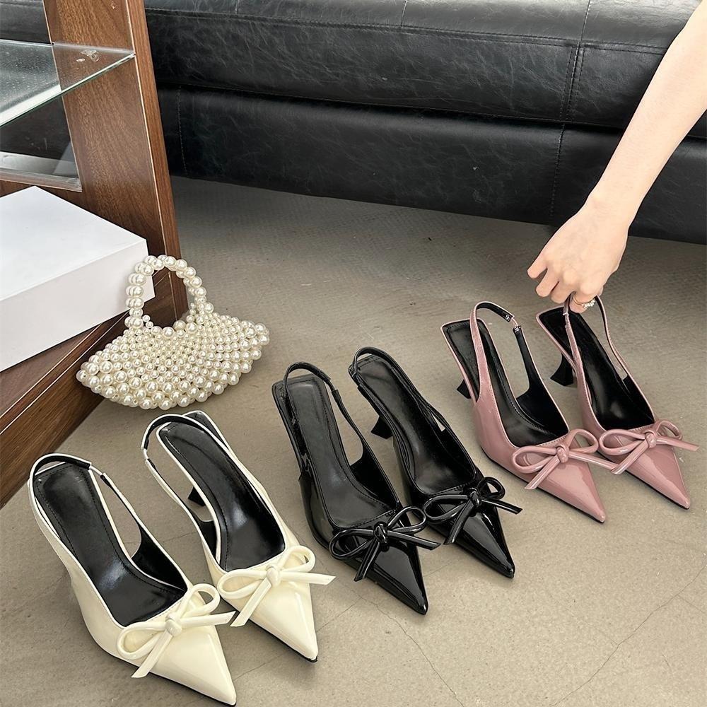 High Heels Fashion Bag Head Empty Sweet Bow Single Shoes Pointed Stiletto Sandals Women's Shoes