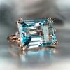 Bridal Wedding Love Water Drop Shining Design French Romantic Horse Eye Blue Zircon Ring Trendy  Elegant Jewelry