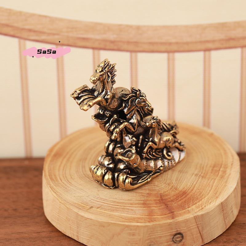 S-1Piece Metal Craft Bronze Horse Statue - Living Room Coffee Table Desktop Ornament Home Decoration Art Accessory