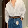 Women's Versatile Japanese Style White Long Sleeve Shirt