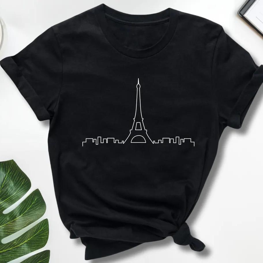 Eiffel Tower T-Shirt: Paris Line Art City Tee, France Travel Shirts Fashion Top Tee Gift for Men Women Shirts
