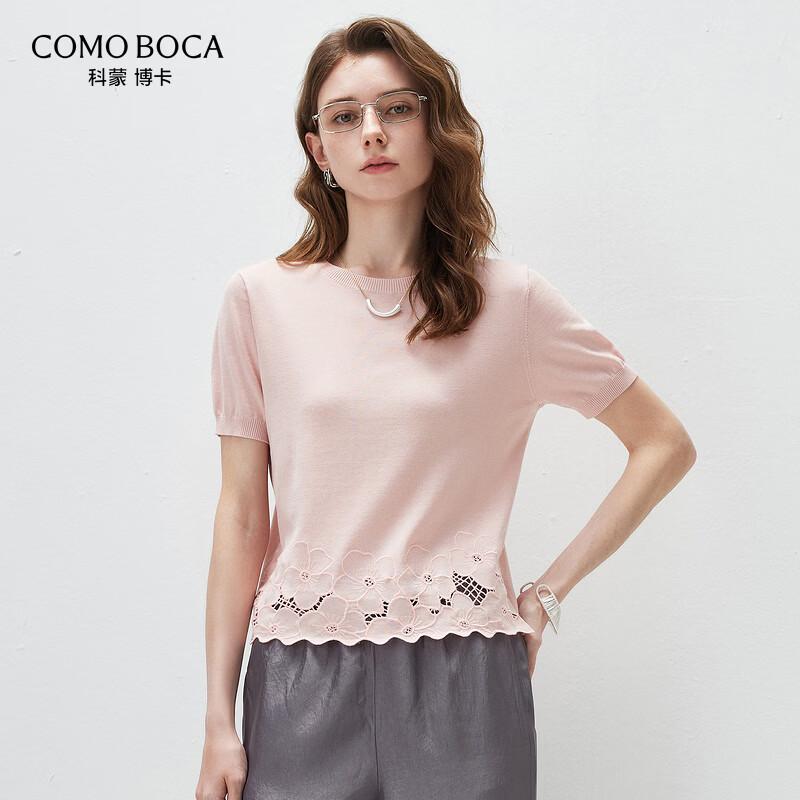 

Komongboka 2026 Women s Silk Blend Embroidered Short Sleeve Knit Top M