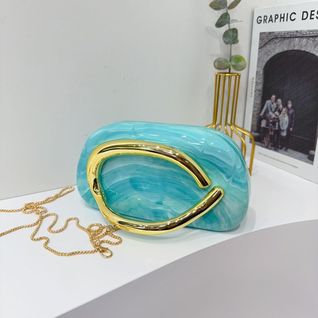 Women's Trendy Chain Crossbody Shoulder Bag Handbag Acrylic Wedding Evening Bag Shell Formal Clutch Purse for Women Evening Bag Formal Clutch Purse