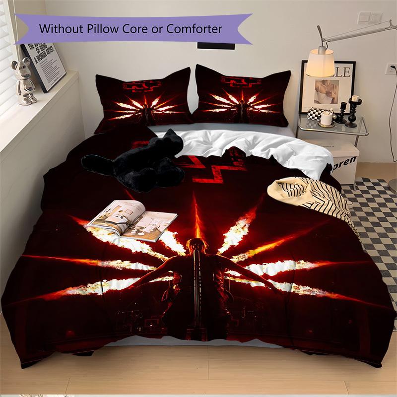 Set di biancheria da letto Rammstein da 3 pezzi Include 1 Piumone + 2 Federe, Senza Imbottiture per Cuscini, Morbido Confortevole, Leggero Traspirante, Stampato H